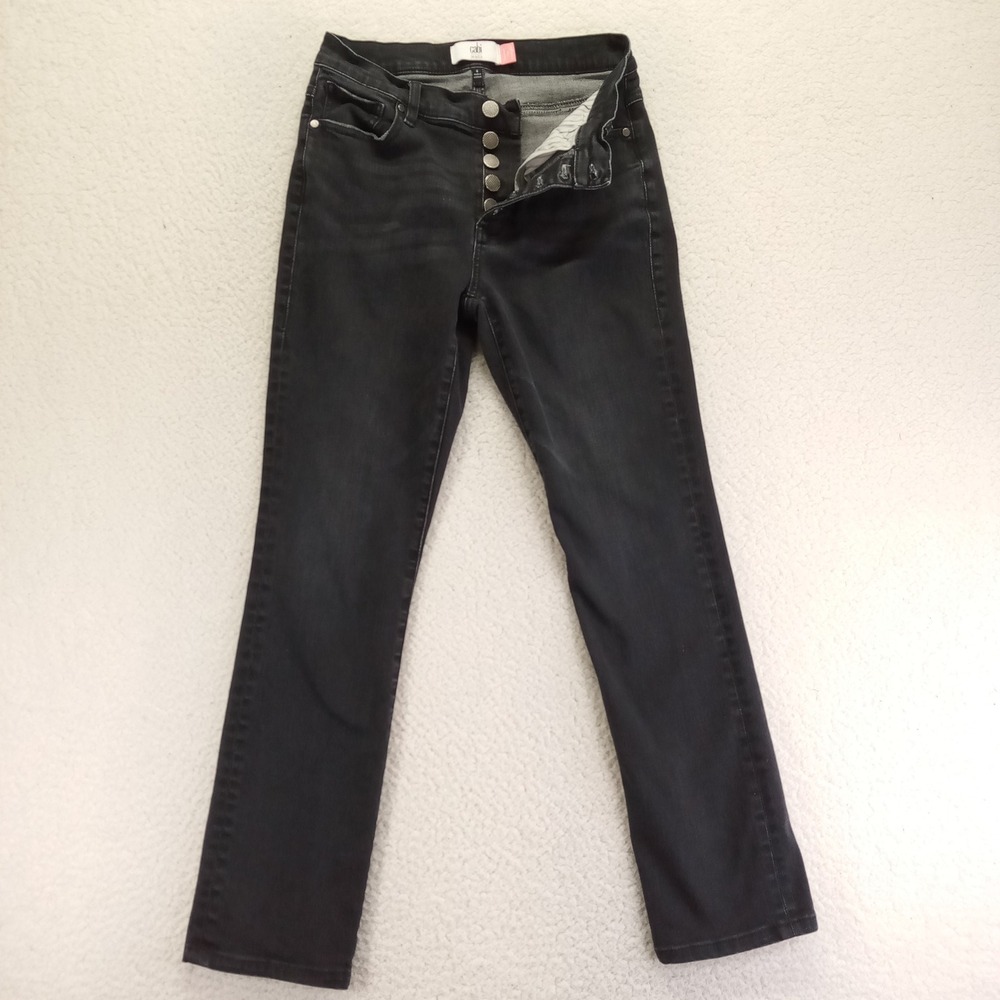 Cabi Jeans Womens 4 Black Straight Leg Button Fly Stretch Denim 4149